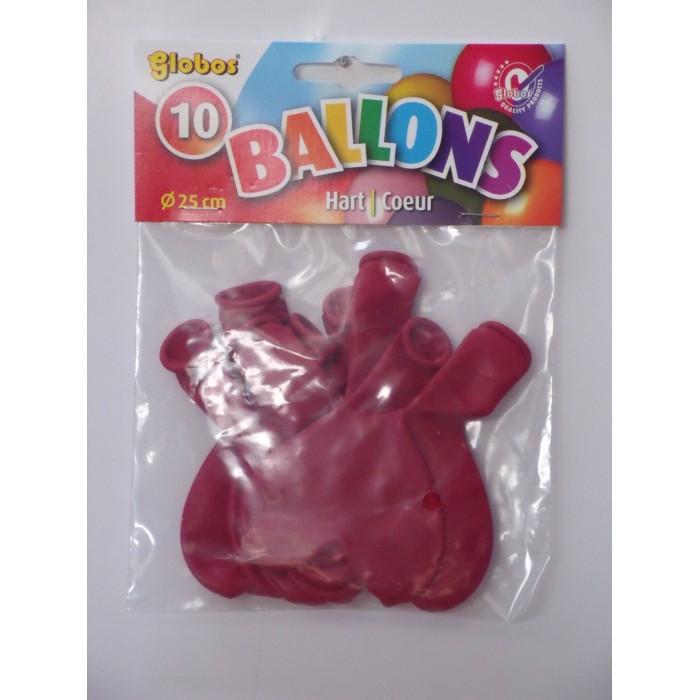 25x10 hartvormige ballon rood HA10