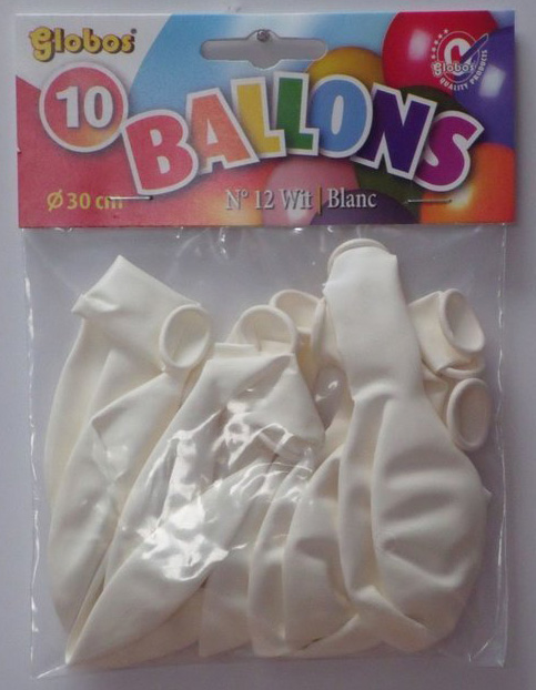 10 Witte ballonnen in zak