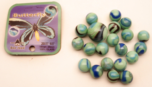 2 butterfly knikkers 42mm (Mexico) 4011