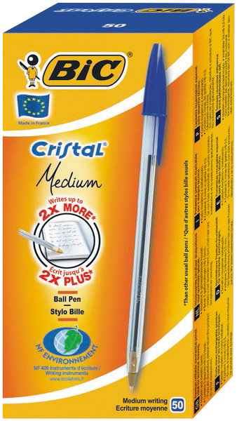 50 Bic Cristal in doos blauw