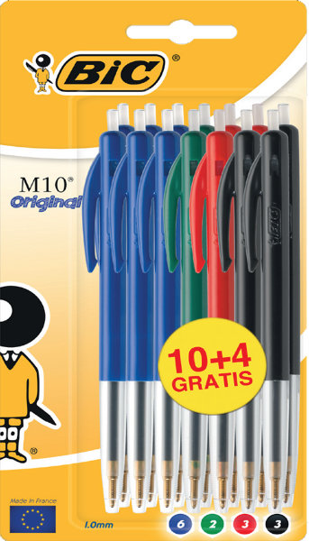 10+4  Bic M10 pennen assorti op blister