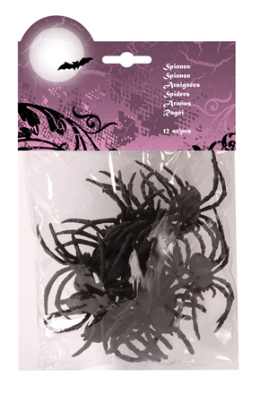 6 zak met 12 spinnen zwart 74466