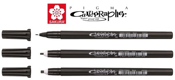 Sakura kalligrafie set van 3 pen in etui