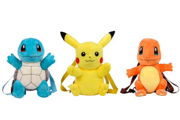4 Pokemon rugtassen pluche 35cm 3 ass.