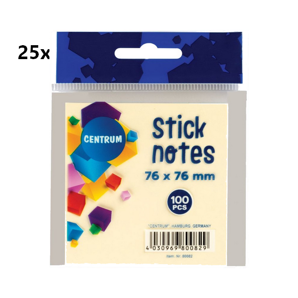 25 Sticknotes 76X76 100V. geel 80082