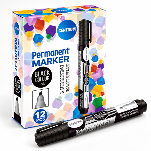 12 perm. marker+ bijtelpunt zwart 80534