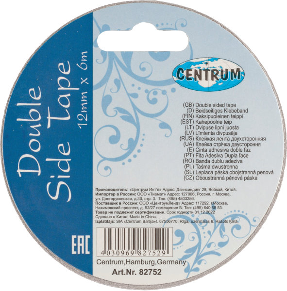 Dubbelzijdig tape 12mm x 6m 82752