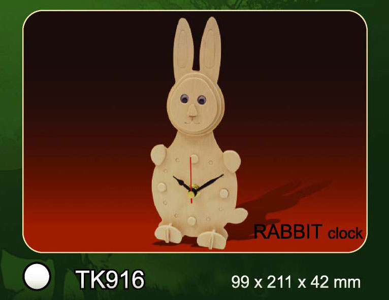 Bouwpakket houten klok konijn 916