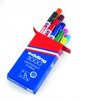 10 Edding 3000 Permanent Markers Assorti