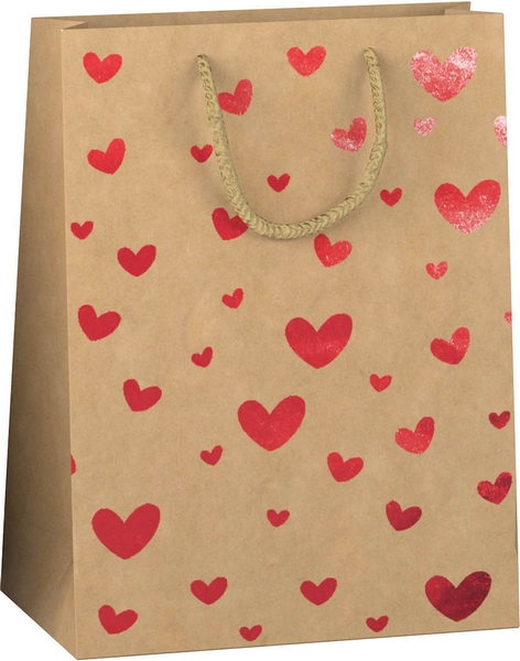 Papieren cadeautas M kraft hotstamp hart