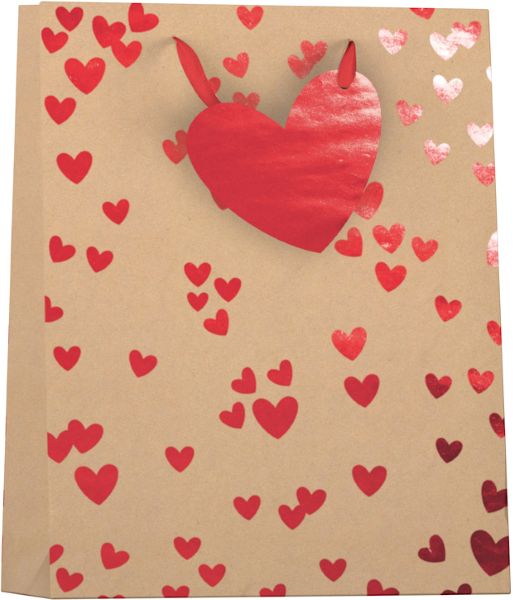 Papieren cadeautas L Kraft hotstamp hart