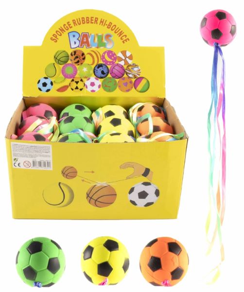 24 Rubberbal met lint in disp 4 ass 4239