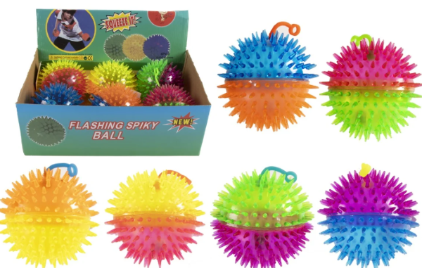 6 bal met spikes en licht 12 cm. 4339