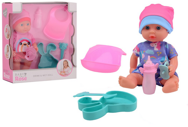 Baby Rose drink en plaspop 20 cm. 27710