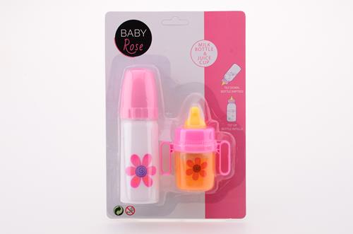 Baby rose 2 zuigflesjes op kaart 27475
