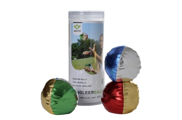 3 jongleerballen 65mm metallic 756002