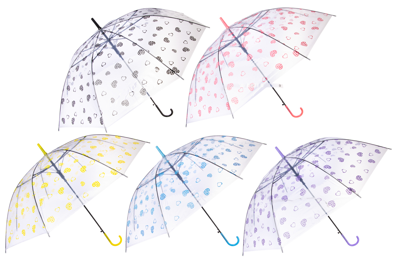 Paraplu hart transp. 50cm 5 ass. 5081