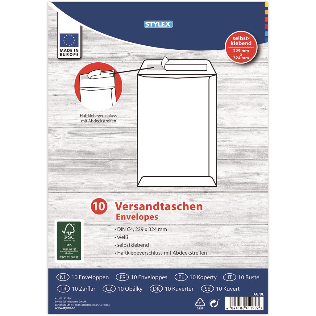 10 A4 Enveloppen 229x324 Wit 41199