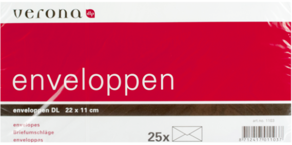 25 envelop DL 110x220mm verona