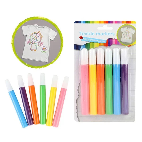 6 textielstiften tropical op krt.47112A