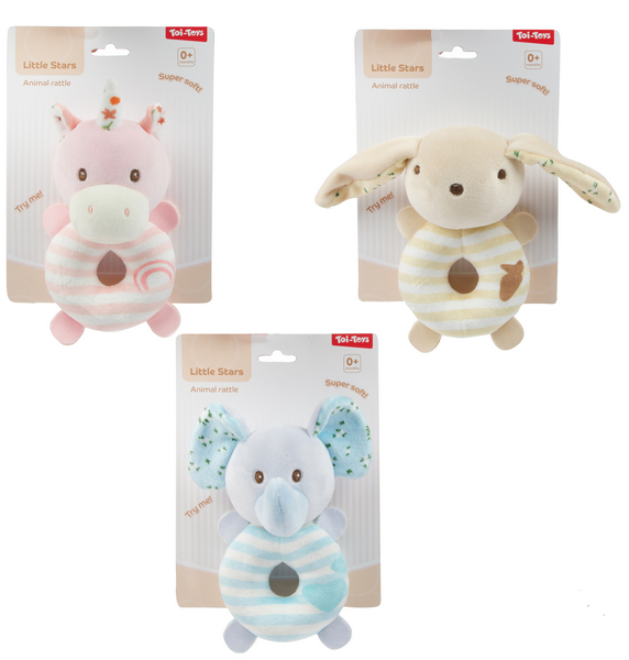 Baby dierenrammelaar soft 3 ass.72722Z