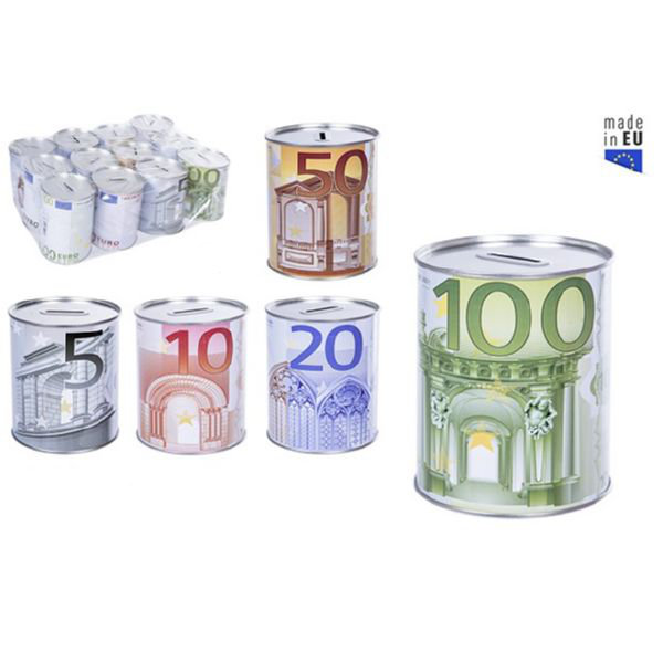 12 Metalen spaarpot eurobiljet 10x12cm