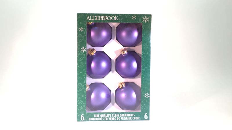 6 glas ballen 7 cm lila mat