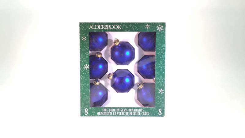 8 glas ballen 6 cm blauw mat